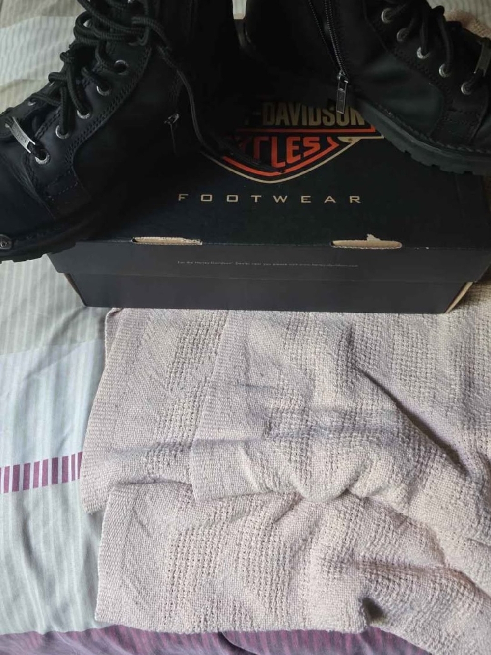 Harley-Davidson Black Leather Lace-Up Motorcycle Boots - Picture 6 of 6